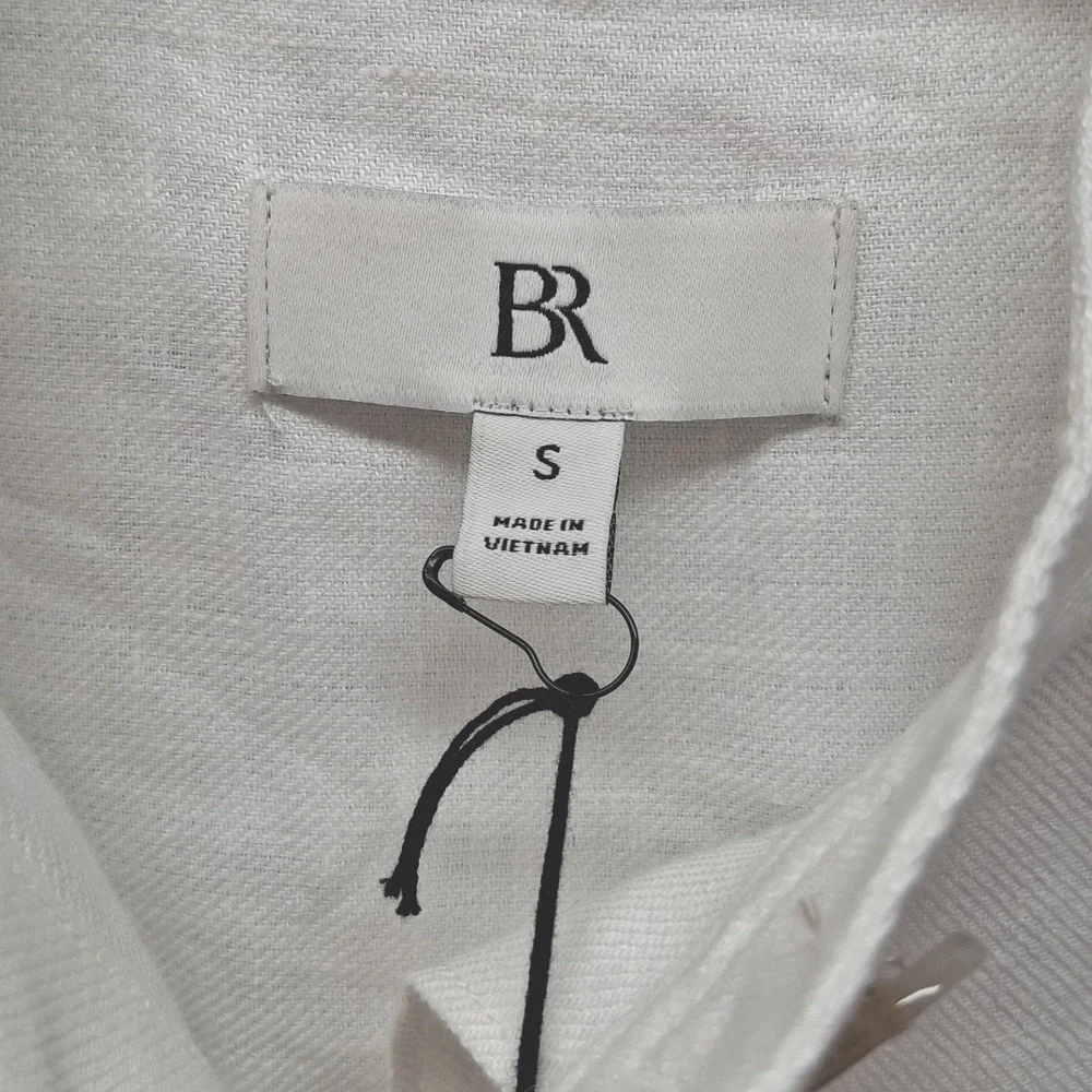 Banana Republic White 100% Linen Utility Jumpsuit Long Sleeve NWT S 882685-01-1